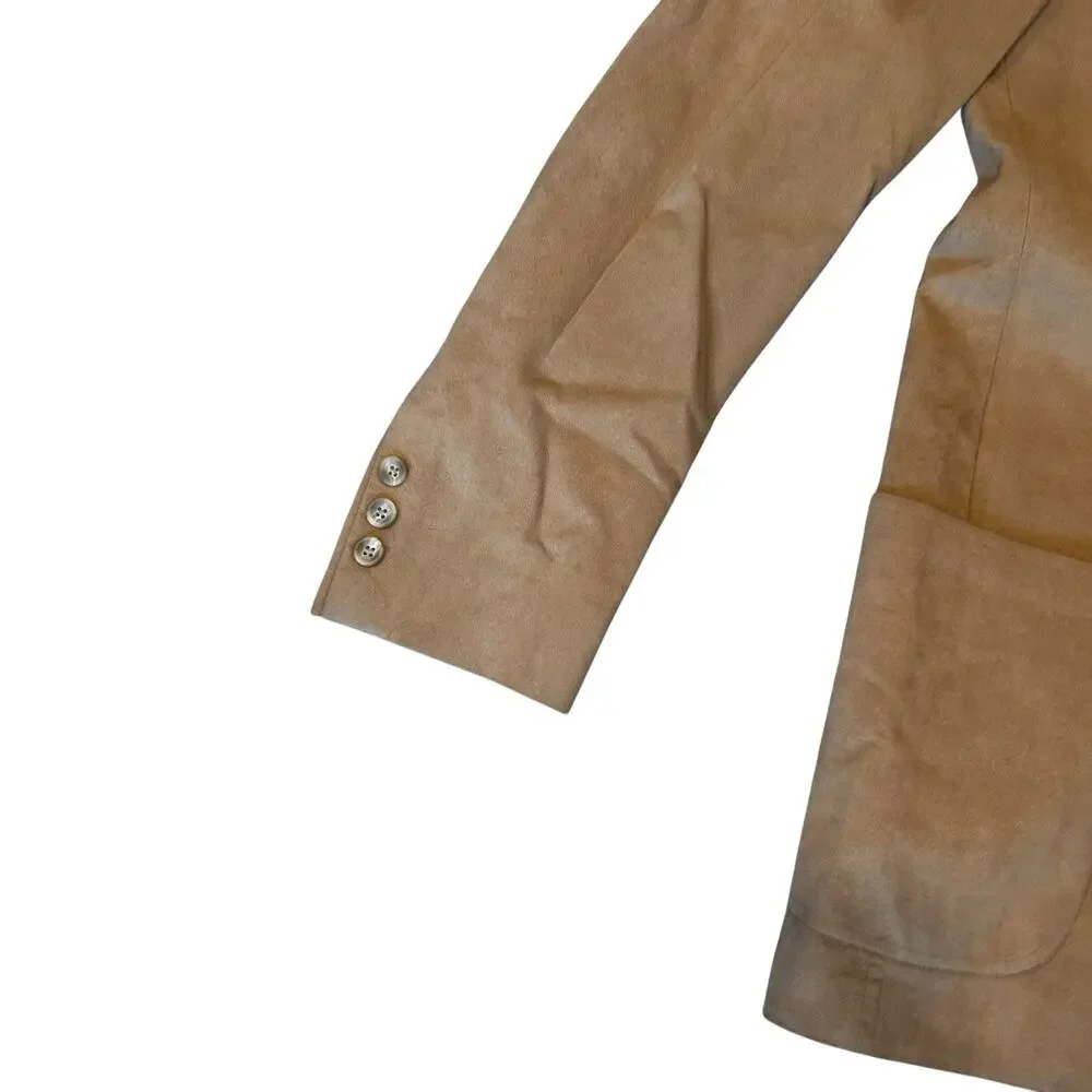 Vintage 80s Tan Faux Suede Blazer 2 Button Men’s 40L
